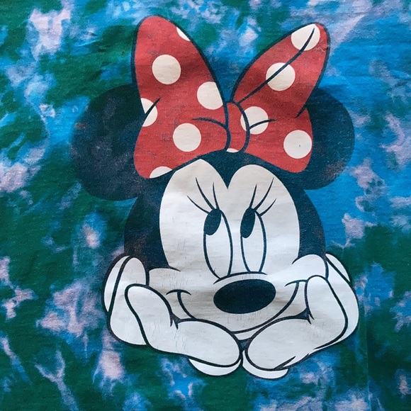 Disney Reworked Dyed Minnie Mouse Graphic Tee Slim Fit XL Blue Green - Picture 6 of 9